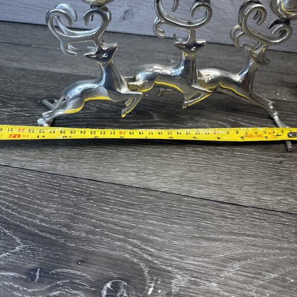 VTG 3 Silver Reindeer Deer Bucks Antler 3 Tea Light Candle Holders Candelabra - Picture 7 of 10